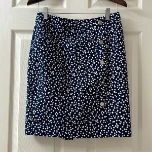 Talbots Skirt Womens 6p Blue White Polka Dot